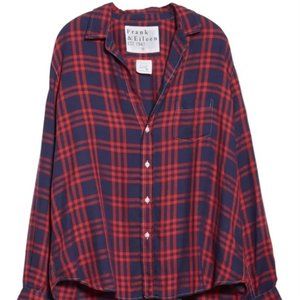 Frank and Eileen "Eileen" Navy with Red Double Grid Button-Up, Modal, Size XL